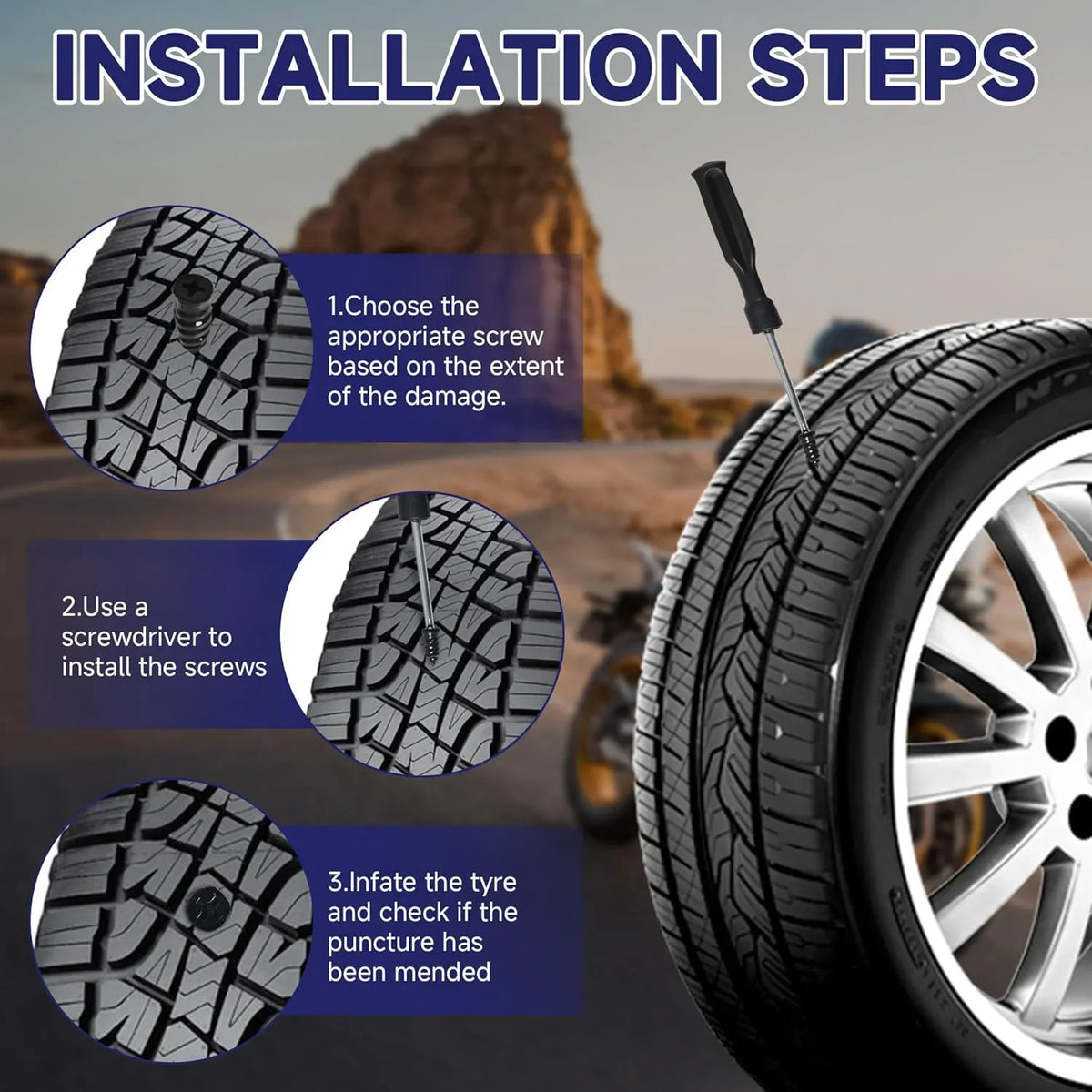 Spiral Tire Repair Plugs Rubber Screw Nails Puncture Patch Kit Quick Fix for Car Motorcycle Bike Vacuum Tires Tubeless