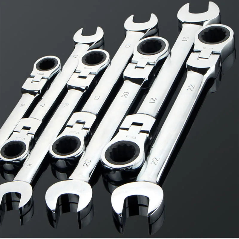 6-24mm Movable Head Ratchet Wrench Double Head Dual-Use plum Blossom Open Mirror Wrench Hardware Tools Automotive Tools Hand Too