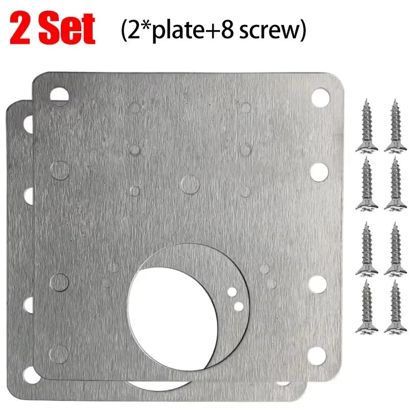 Stainless Steel Cabinet Door Hinge Repair Plate Cabinet Door Hinges Mounting Plate Kit with Screw Furniture Hardware Tools