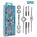 12/20PCS Hand Tap and Die Set M3-M12 Screw Thread Plugs Straight Taper Reamer Tools Hardware Tool Portable Universal