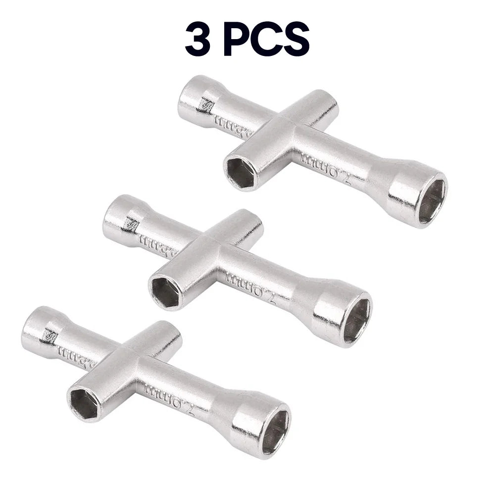 4 in 1 3D Printer Nozzle Tool M2 M2.5 M3 M4 Screw Nut Hexagonal Cross Wrench For E3D V5 V6 Bambu X1 P1 A1 Nozzle Mini Spanner
