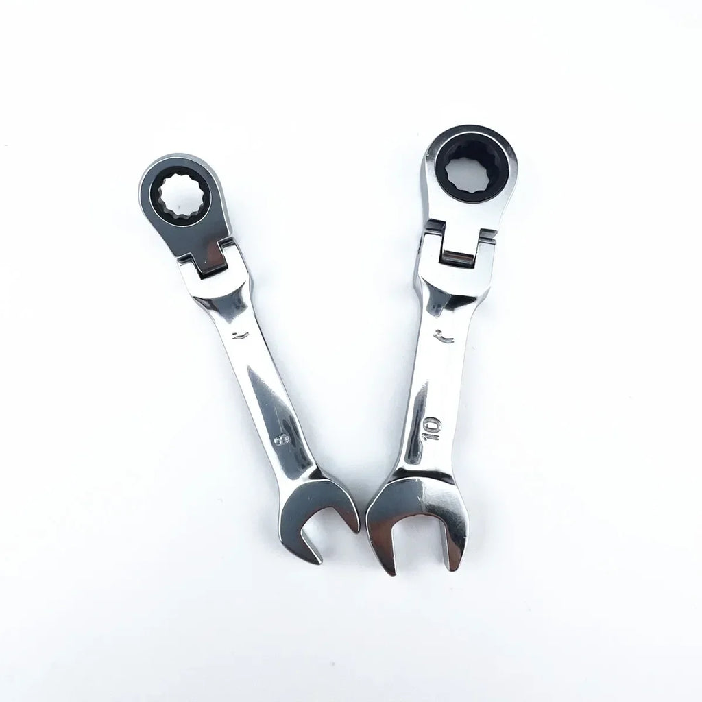 Mini Short Handle Ratchet Wrench With Movable Head Quick Dual-purpose Open End Wrench Hardware Tool Labor-saving Wrench