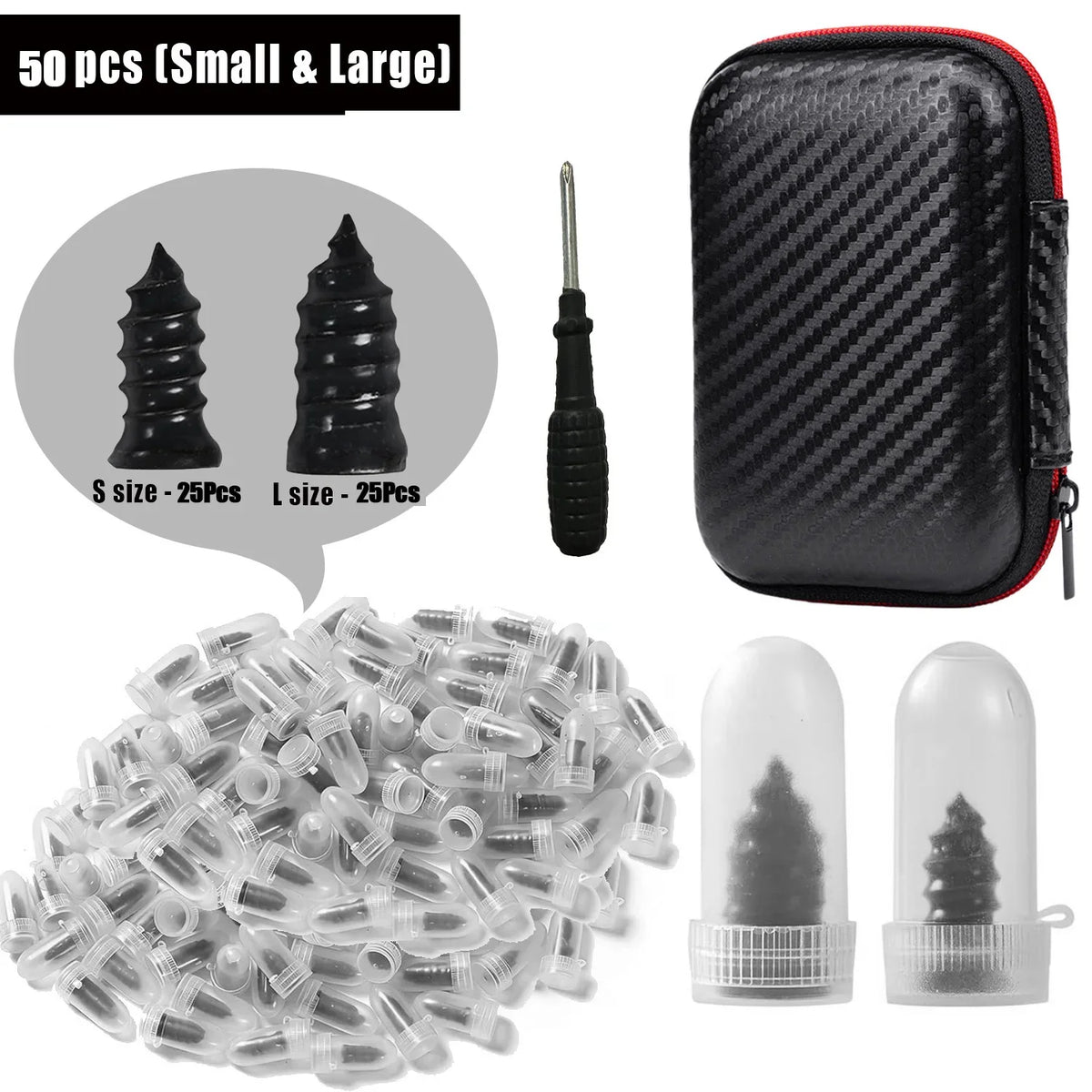 Spiral Tire Repair Plugs Rubber Screw Nails Puncture Patch Kit Quick Fix for Car Motorcycle Bike Vacuum Tires Tubeless