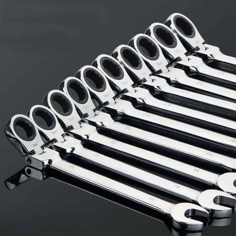 6-24mm Movable Head Ratchet Wrench Double Head Dual-Use plum Blossom Open Mirror Wrench Hardware Tools Automotive Tools Hand Too