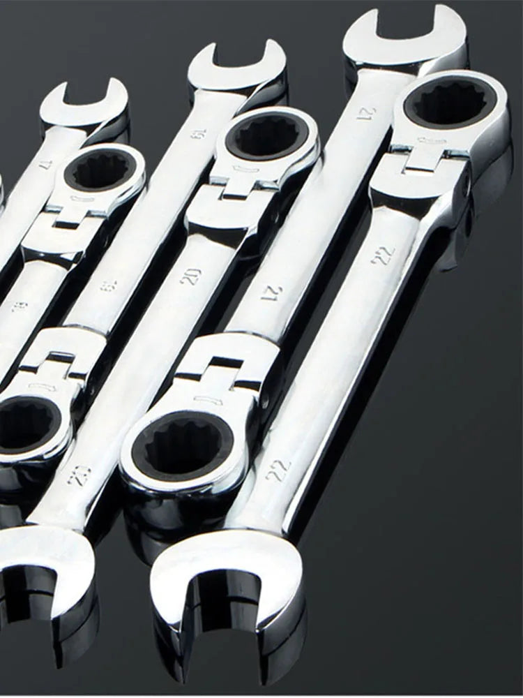6-24mm Movable Head Ratchet Wrench Double Head Dual-Use plum Blossom Open Mirror Wrench Hardware Tools Automotive Tools Hand Too
