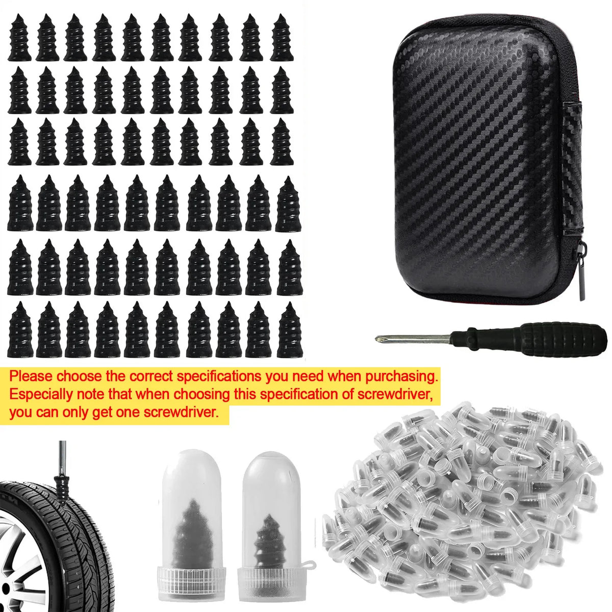 Spiral Tire Repair Plugs Rubber Screw Nails Puncture Patch Kit Quick Fix for Car Motorcycle Bike Vacuum Tires Tubeless