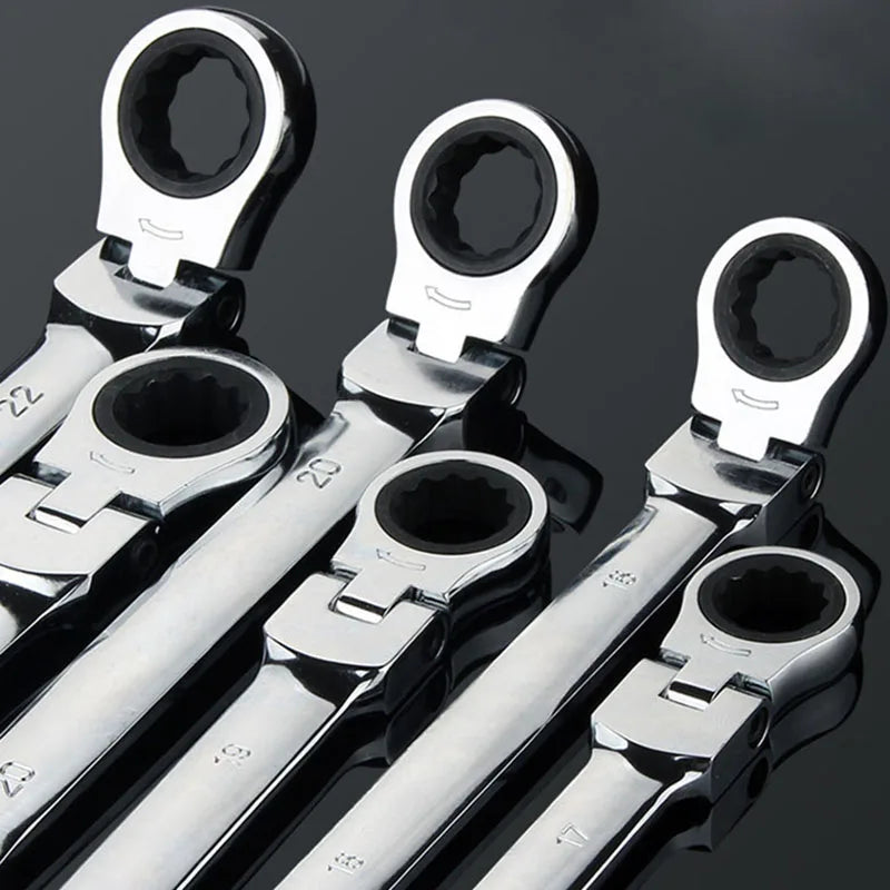 6-24mm Movable Head Ratchet Wrench Double Head Dual-Use plum Blossom Open Mirror Wrench Hardware Tools Automotive Tools Hand Too